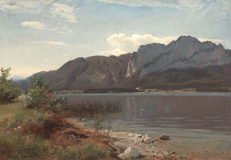 Painting Landskap fra Drachenwand ved Mondsee, Hans Gude